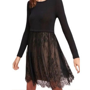 BAILEY/44 “WHIMSYGOTH”  BLACK VISCOSE SILK/WOOL  LACE DRESS SIZE S
